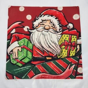 Santa‎ Claus Pillow Cover 18" X 18" Holiday Christmas Decor Festive Polka Dots
